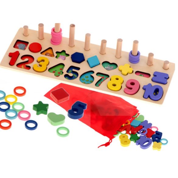 Montessori fa számválogató fejlesztő játék 3in1
